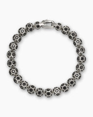 Spiritual Beads Faceted Bracelet in Sterling Silver with Pavé Black Diamonds, 8mm