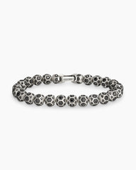 Spiritual Beads Faceted Bracelet in Sterling Silver with Pavé Black Diamonds, 8mm