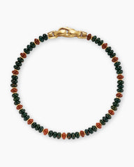 Spiritual Beads Bracelet in 18K Yellow Gold with Bloodstone and Red Jasper, 4mm