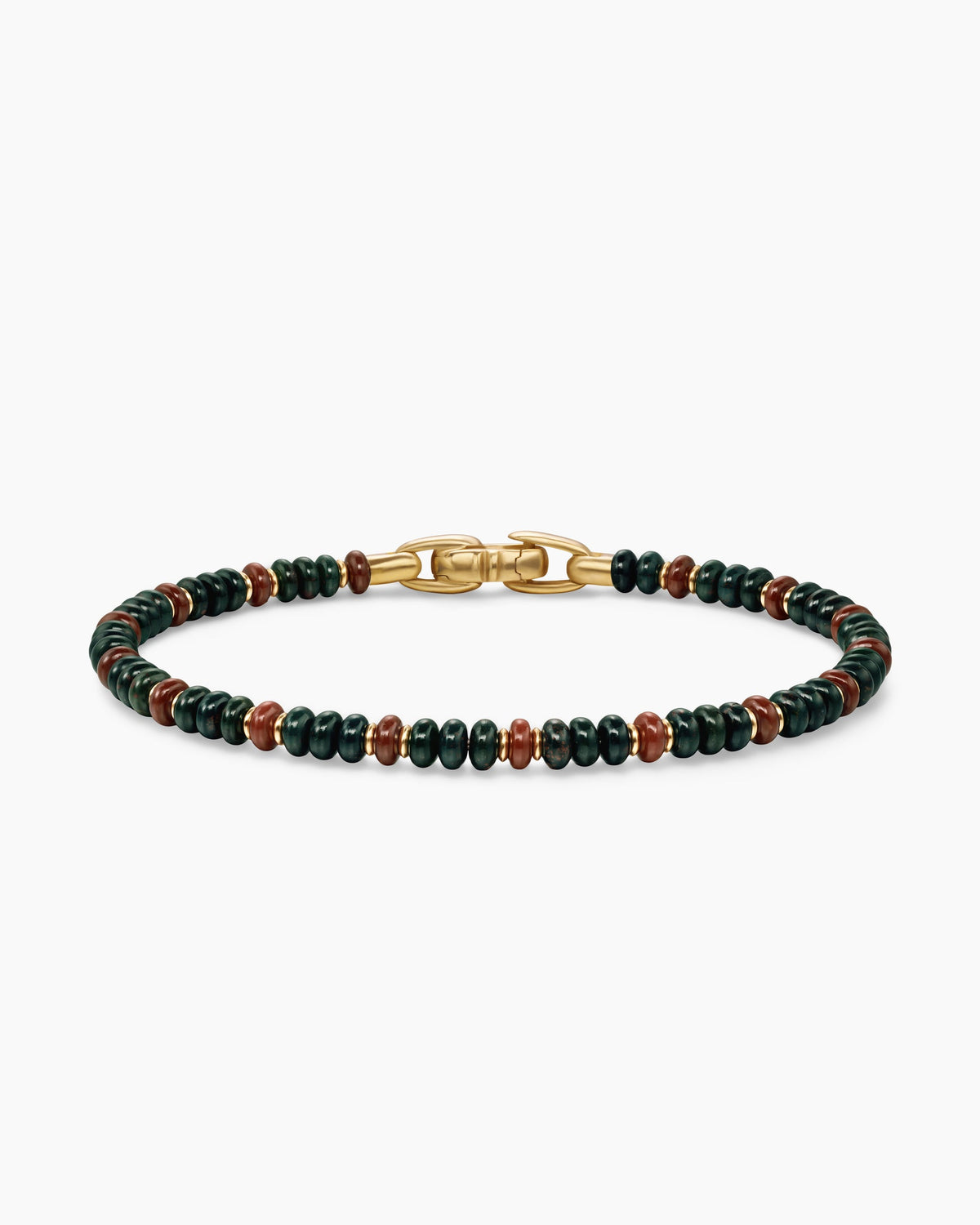 Spiritual Beads Bracelet in 18K Yellow Gold with Bloodstone and Red Jasper, 4mm