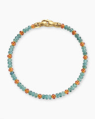 Spiritual Beads Bracelet in 18K Yellow Gold with Indicolite and Mandarin Garnet, 4mm