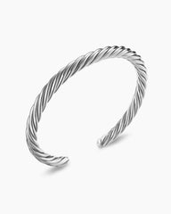 Cable Cuff Bracelet in Sterling Silver, 6mm