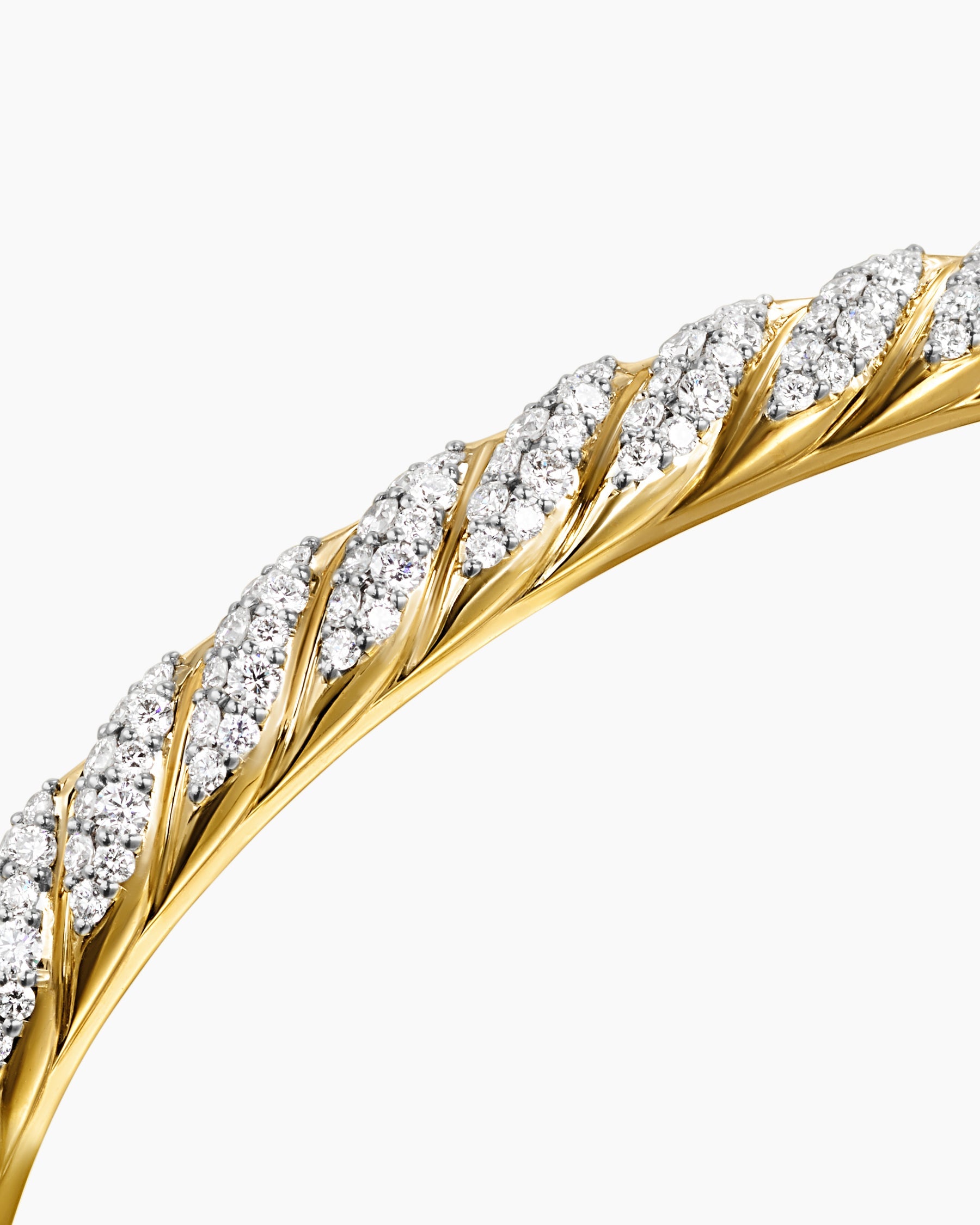 Sculpted Cable Cuff Bracelet in 18K Yellow Gold with Diamonds, 5.5mm