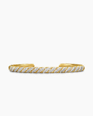 Sculpted Cable Cuff Bracelet in 18K Yellow Gold with Diamonds, 5.5mm