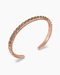 Sculpted Cable Cuff Bracelet in 18K Rose Gold with Cognac Diamonds, 5.5mm
