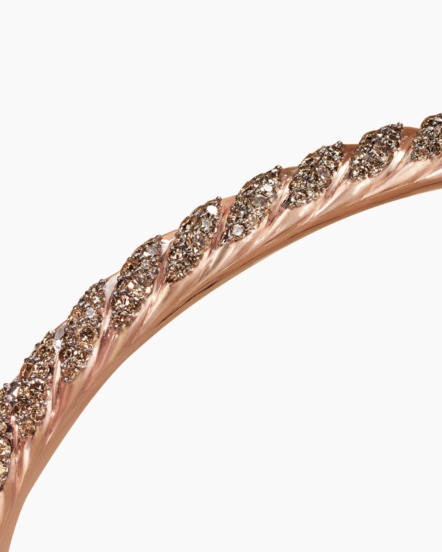 Sculpted Cable Cuff Bracelet in 18K Rose Gold with Cognac Diamonds, 5.5mm