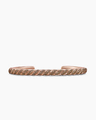 Sculpted Cable Cuff Bracelet in 18K Rose Gold with Cognac Diamonds, 5.5mm