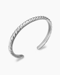 Sculpted Cable Cuff Bracelet in 18K White Gold, 5.5mm