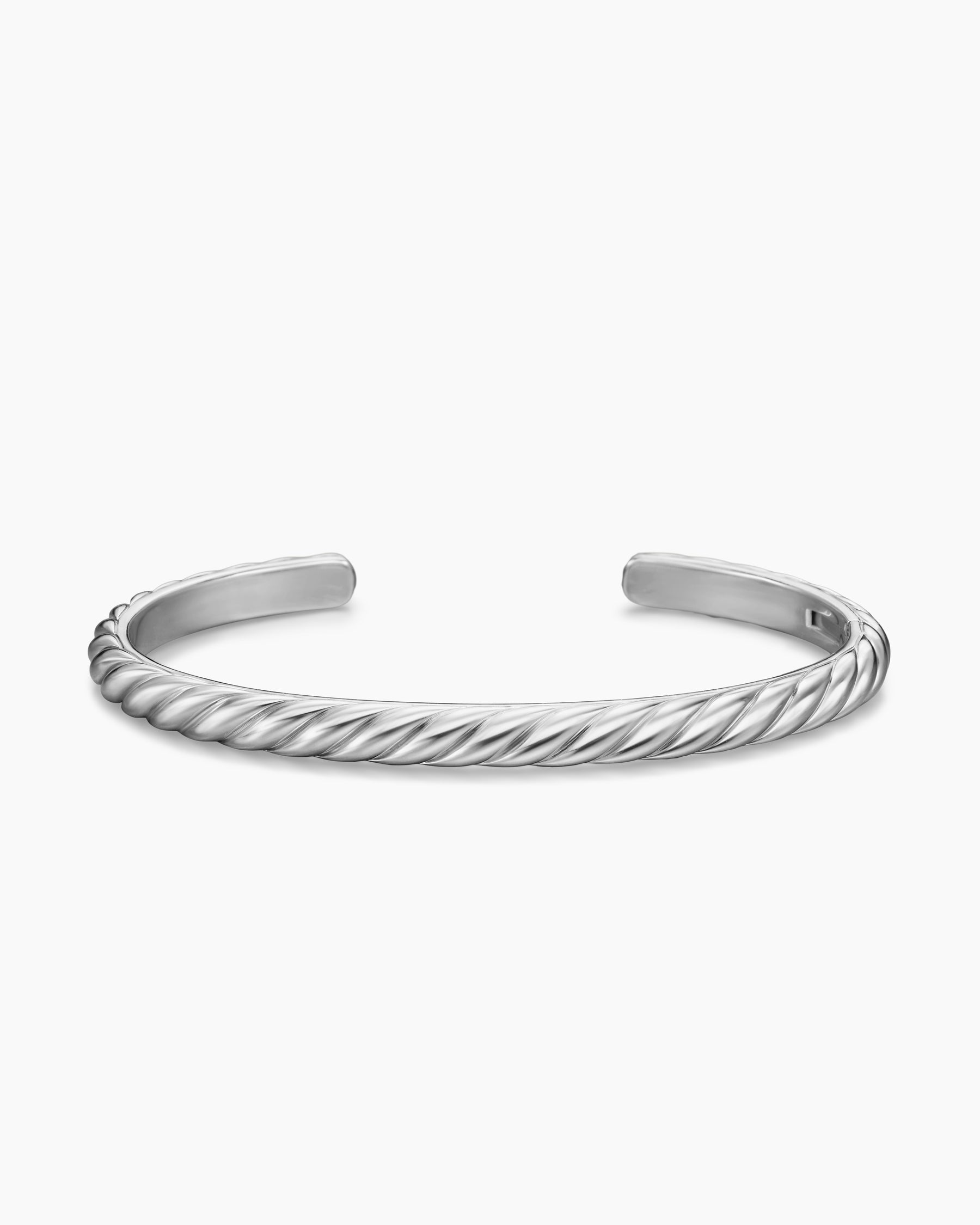 Sculpted Cable Cuff Bracelet in 18K White Gold, 5.5mm