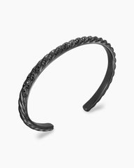 Sculpted Cable Cuff Bracelet in Black Titanium with Black Diamonds, 5.5mm