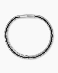 Chevron Woven Bracelet in Sterling Silver with Black Diamonds, 12mm
