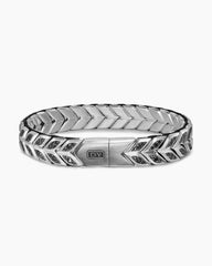 Chevron Woven Bracelet in Sterling Silver with Black Diamonds, 12mm