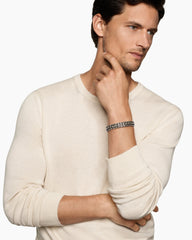 Chevron Woven Bracelet in Sterling Silver with Black Diamonds, 12mm