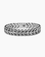 Chevron Woven Bracelet in Sterling Silver with Black Diamonds, 12mm