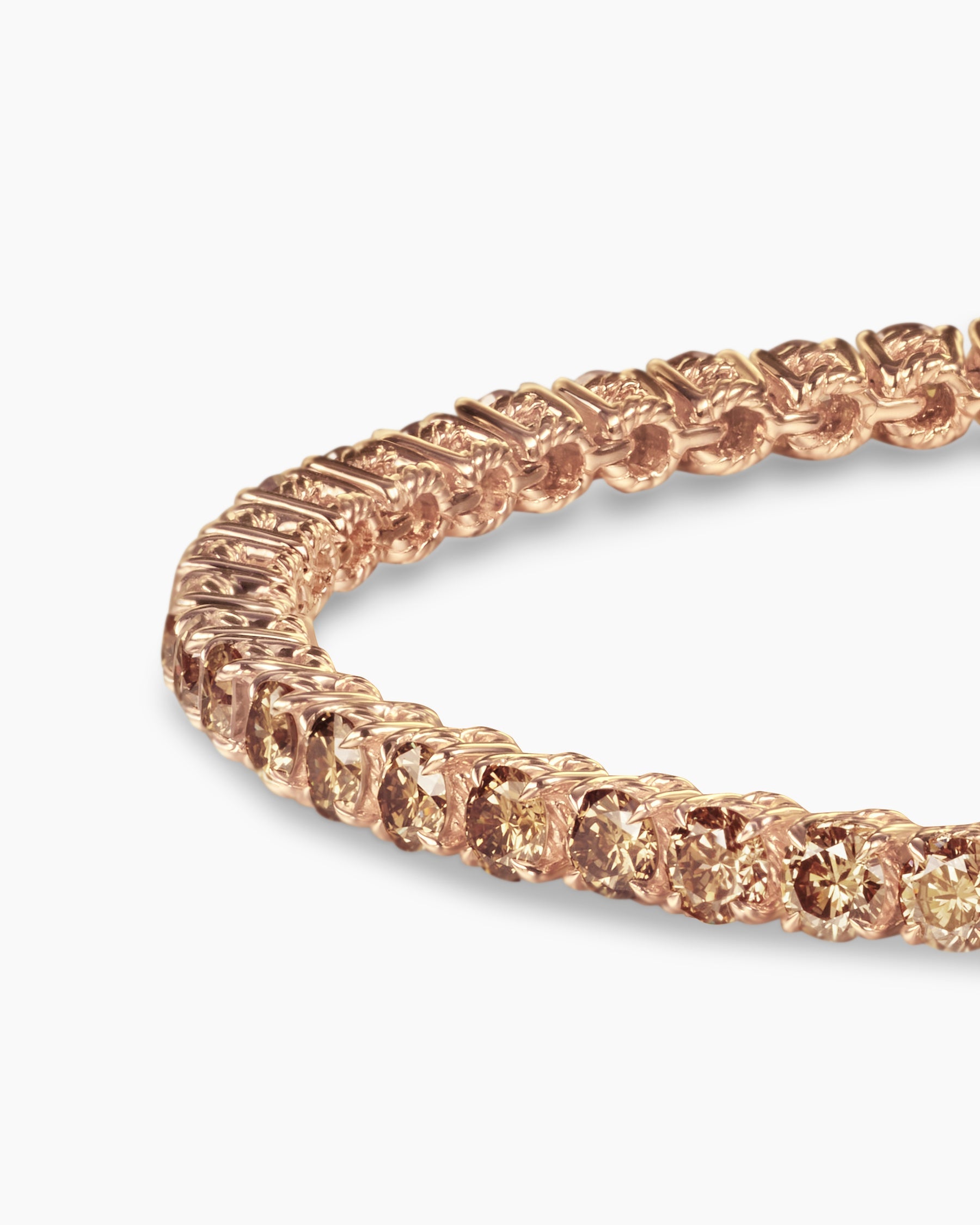 Tennis Bracelet in 18K Rose Gold with Cognac Diamonds, 3mm