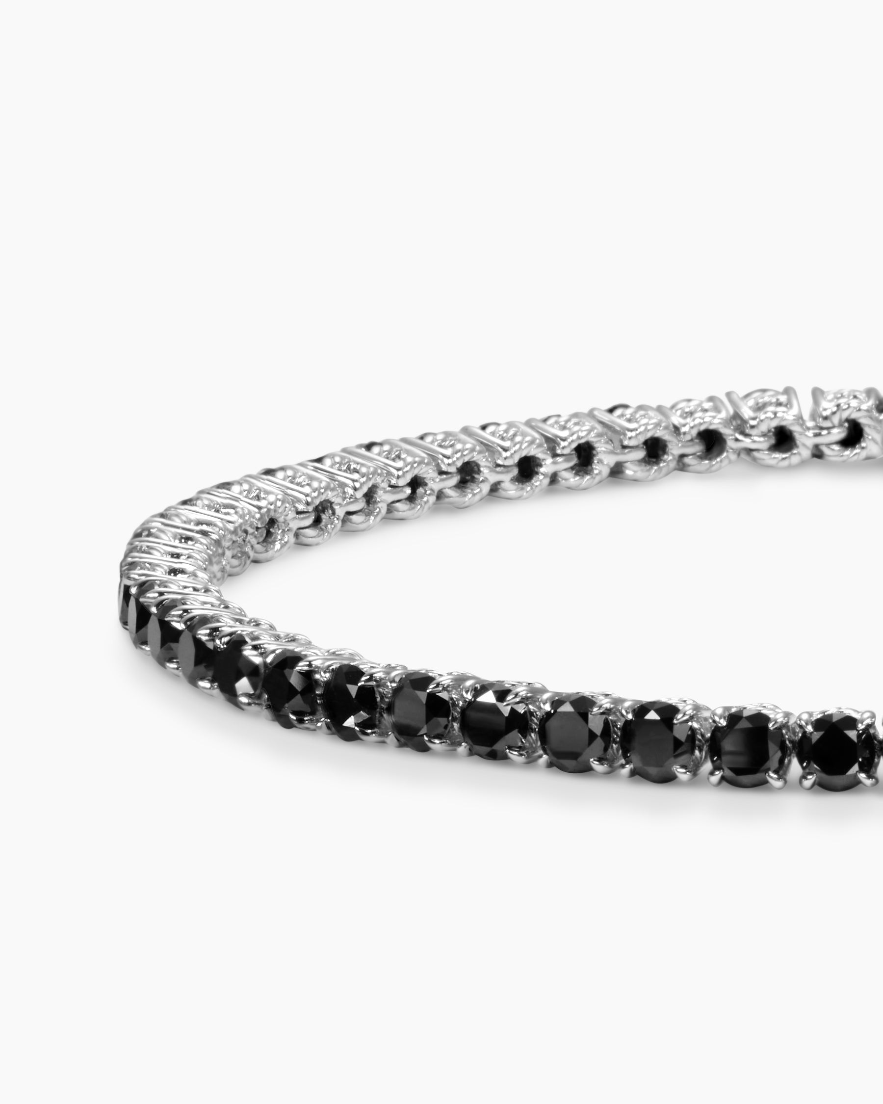 Tennis Bracelet in 18K White Gold with Black Diamonds, 3mm