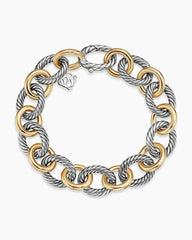 Oval Link Chain Bracelet in Sterling Silver with 18K Yellow Gold, 12mm