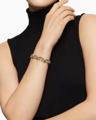 Oval Link Chain Bracelet in Sterling Silver with 18K Yellow Gold, 12mm