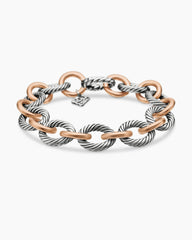 Oval Link Chain Bracelet in Sterling Silver with 18K Rose Gold, 12mm