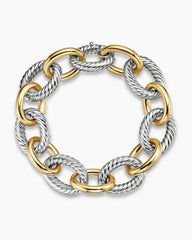 Oval Link Chain Bracelet in Sterling Silver with 18K Yellow Gold, 17mm