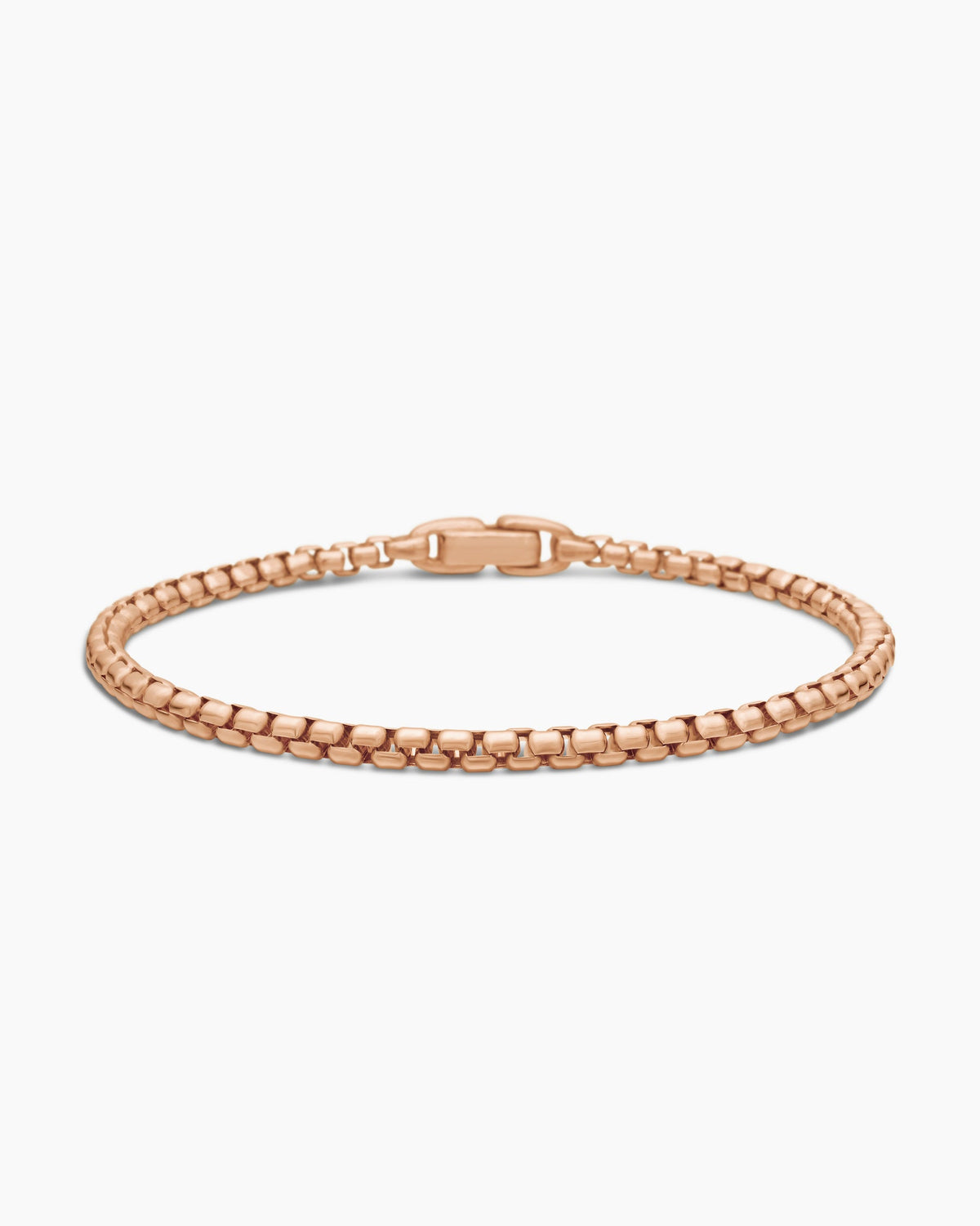 Box Chain Bracelet in 18K Rose Gold, 3.4mm