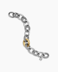 Oval Link Chain Bracelet in Sterling Silver with 18K Yellow Gold, 19mm