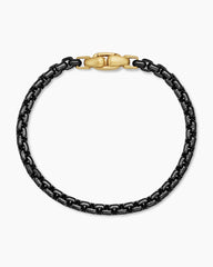 Box Chain Bracelet in Stainless Steel with 14K Yellow Gold, 5mm