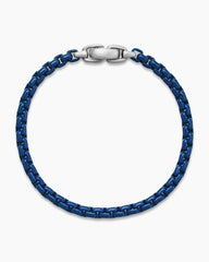 Box Chain Bracelet in Sterling Silver with Blue Stainless Steel, 5mm