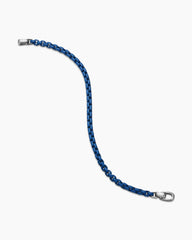 Box Chain Bracelet in Sterling Silver with Blue Stainless Steel, 5mm