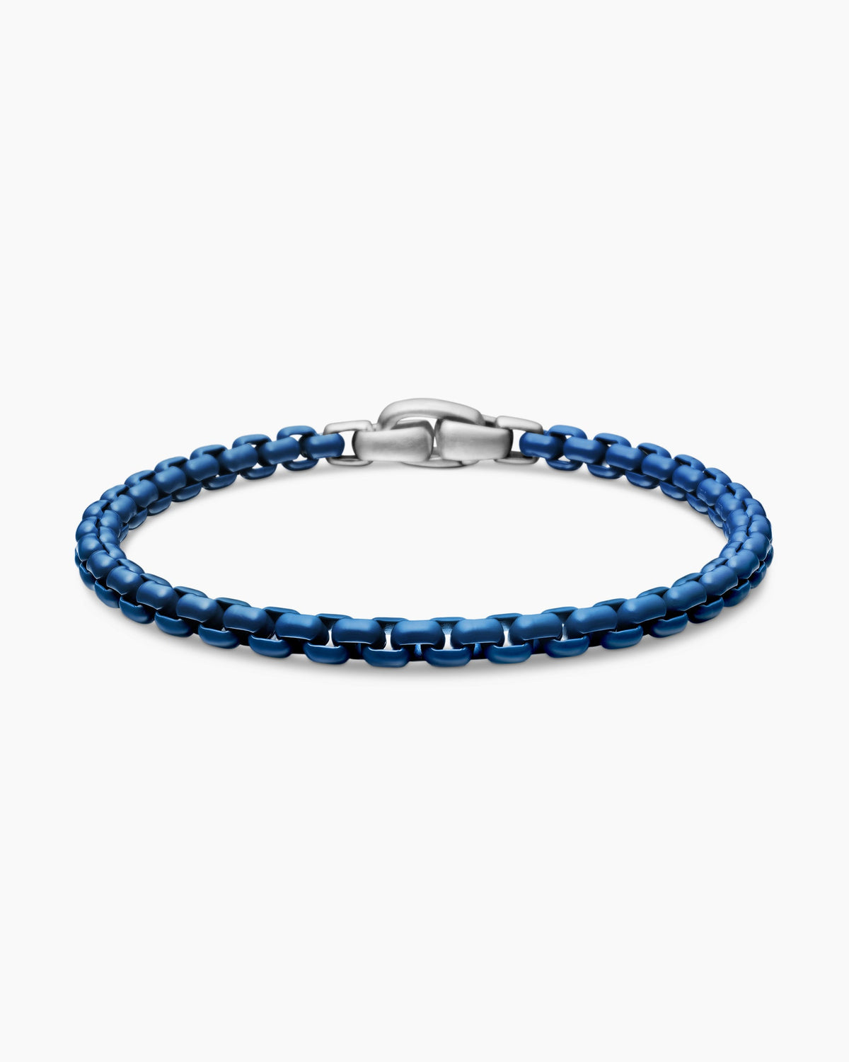 Box Chain Bracelet in Sterling Silver with Blue Stainless Steel, 5mm