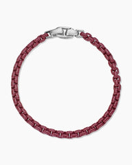 Box Chain Bracelet in Sterling Silver with Burgundy Stainless Steel, 5mm