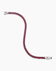 Box Chain Bracelet in Sterling Silver with Burgundy Stainless Steel, 5mm