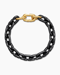 Chain Links Bracelet in Black Titanium with 18K Yellow Gold, 10mm
