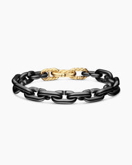 Chain Links Bracelet in Black Titanium with 18K Yellow Gold, 10mm
