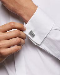 Chevron Cufflinks in Sterling Silver, 22.8mm