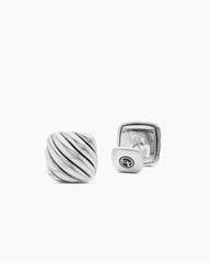 Sculpted Cable Cushion Cufflinks in Sterling Silver, 17mm