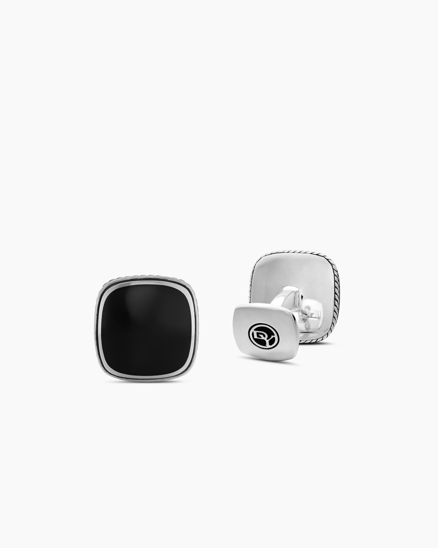 Streamline® Inlay Cufflinks in Sterling Silver with Black Onyx, 18mm