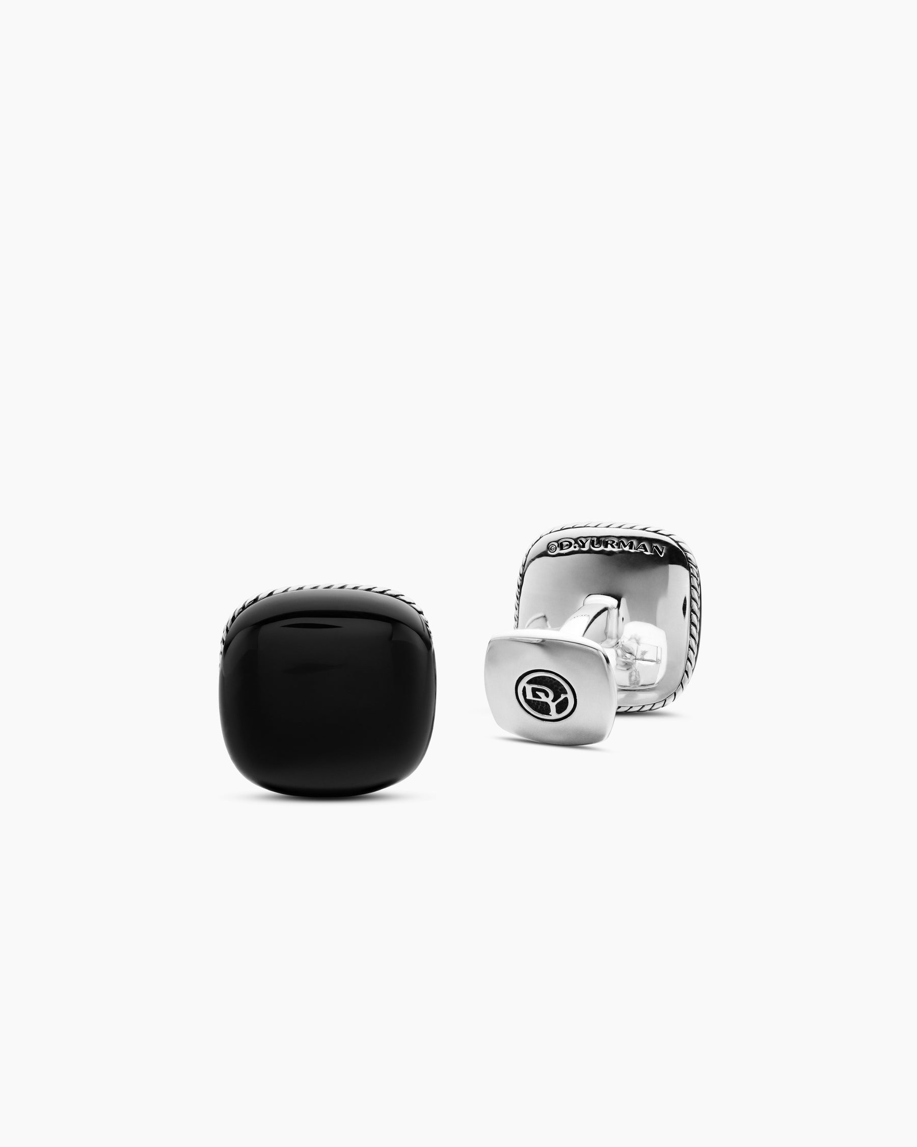 Streamline® Cushion Cufflinks in Sterling Silver with Black Onyx, 17mm