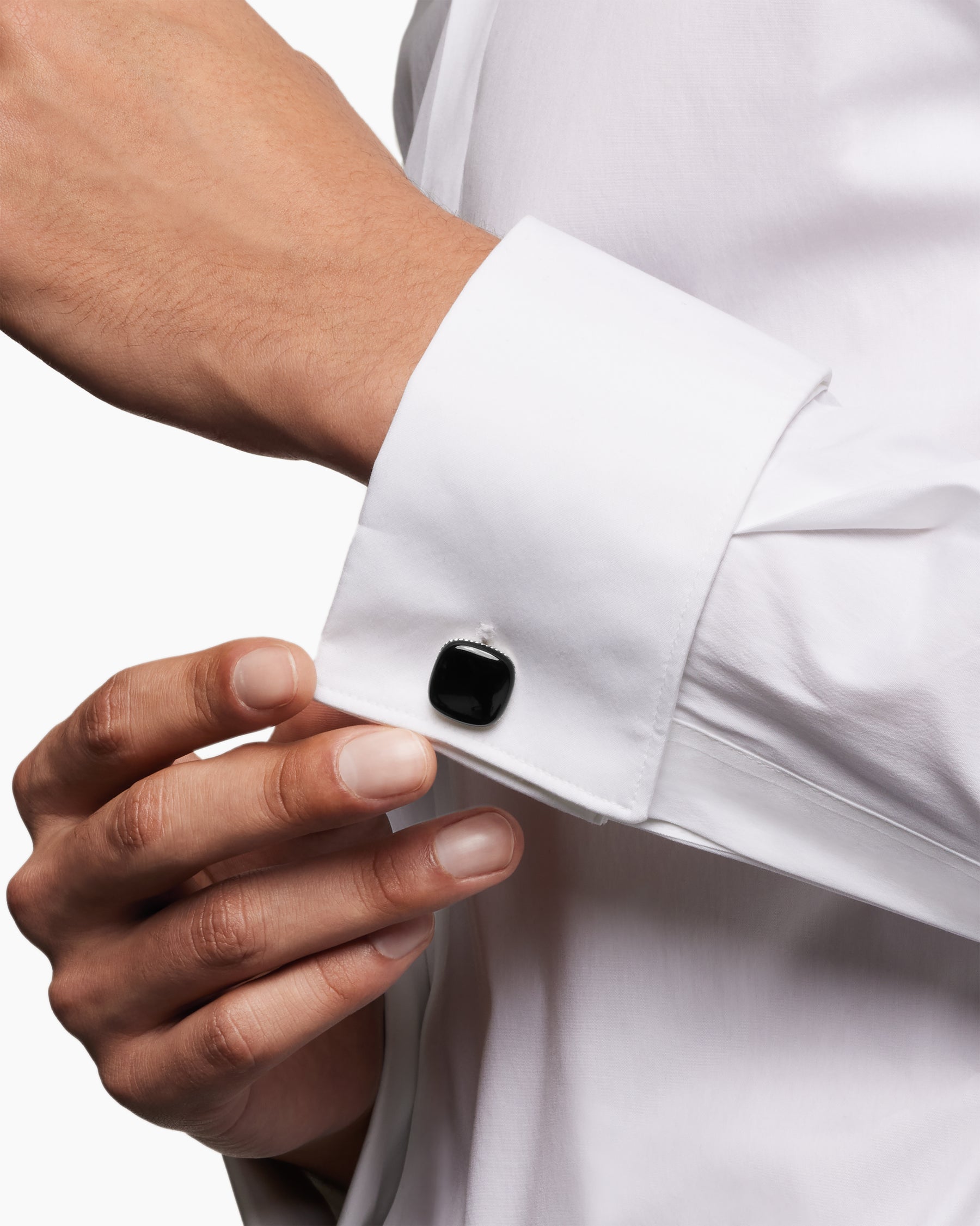 Streamline® Cushion Cufflinks in Sterling Silver with Black Onyx, 17mm