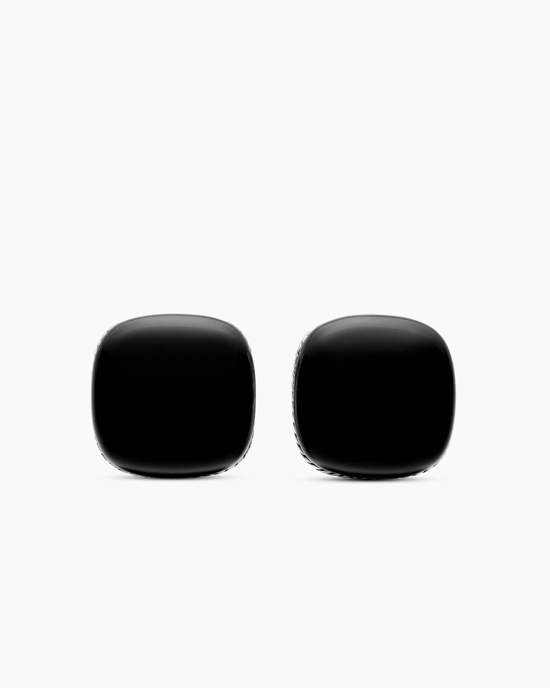 Streamline® Cushion Cufflinks in Sterling Silver with Black Onyx, 17mm