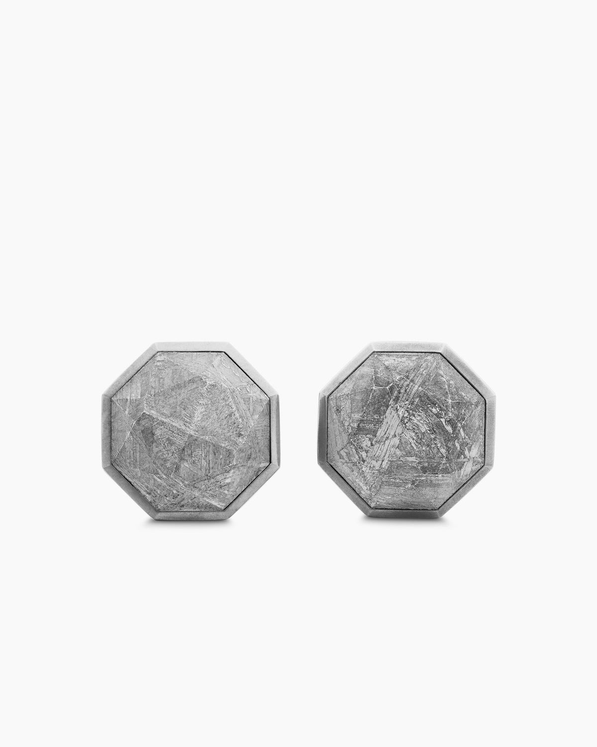 Meteorite Faceted Round Cufflinks in Sterling Silver, 16mm