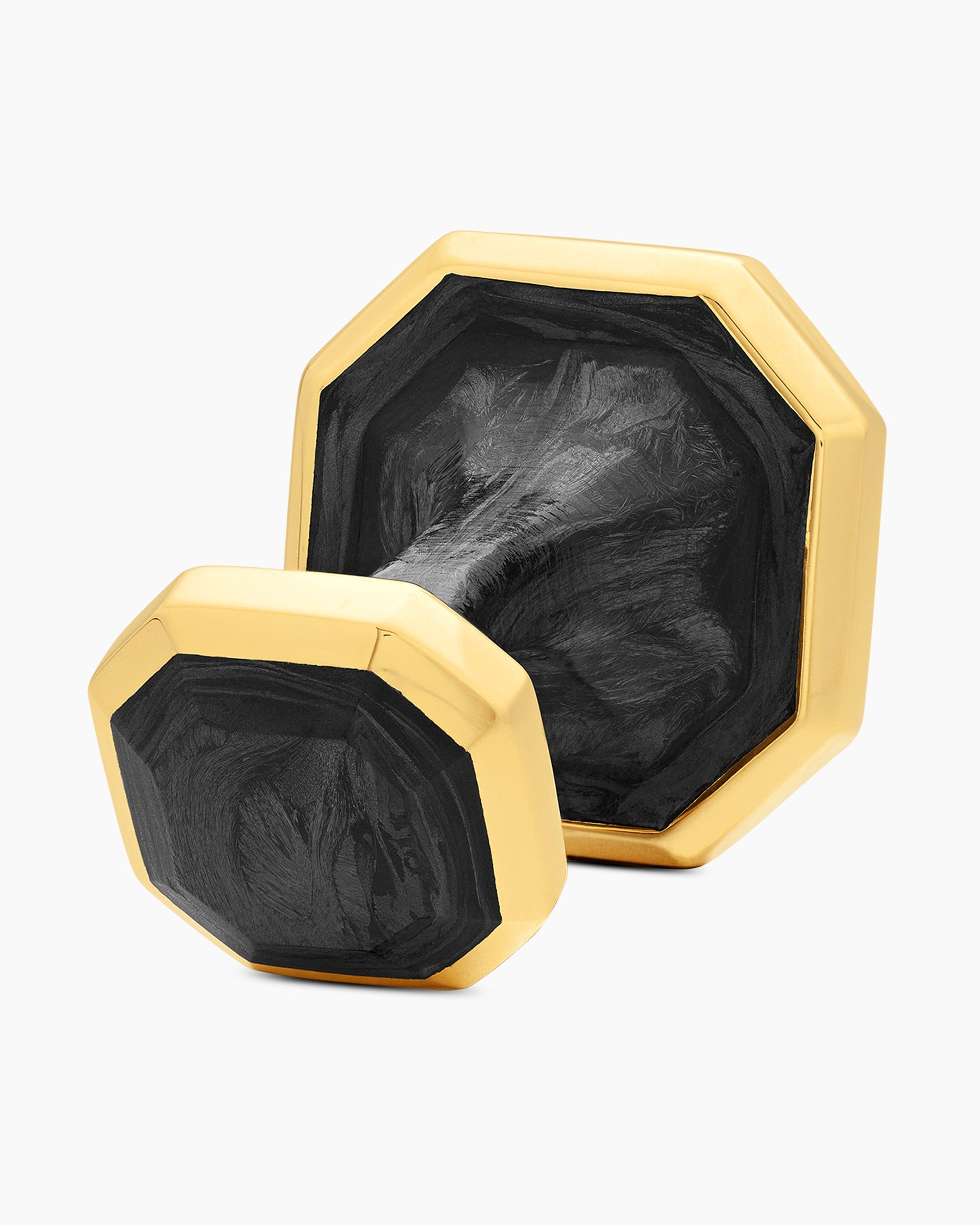 Streamline® Cufflinks in 18K Yellow Gold with Forged Carbon, 15mm
