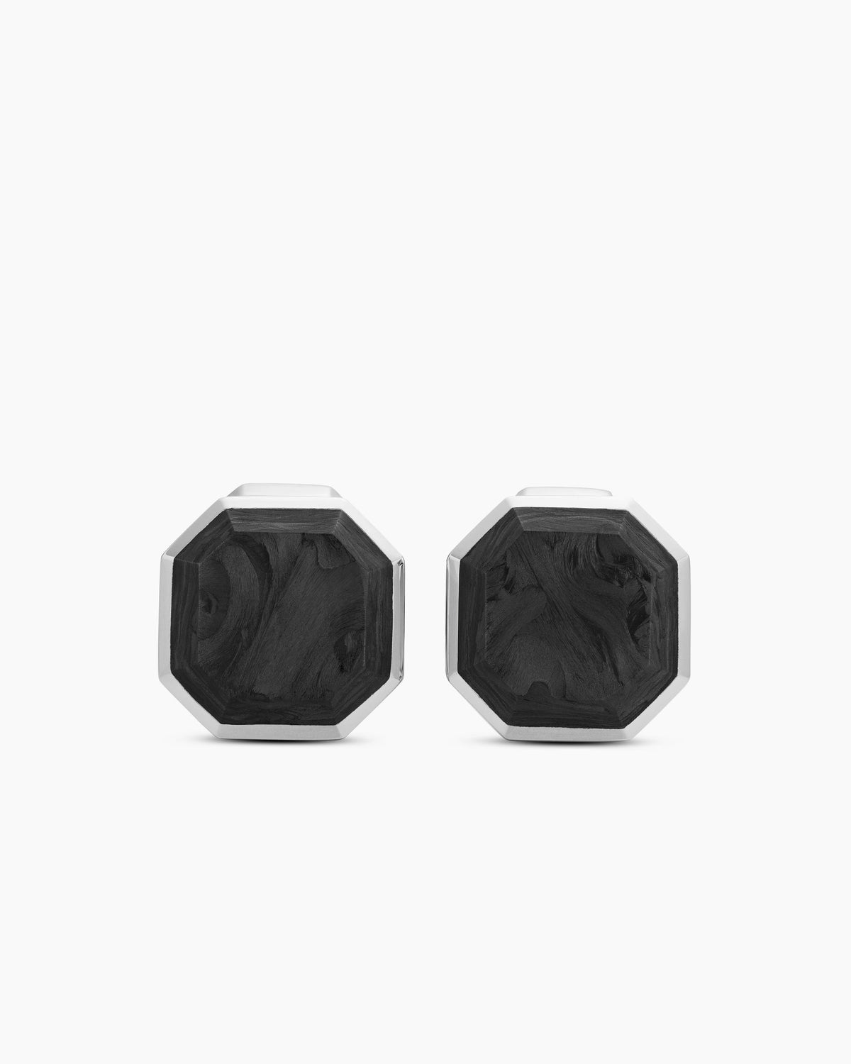 Streamline® Cufflinks in Sterling Silver with Forged Carbon, 15mm