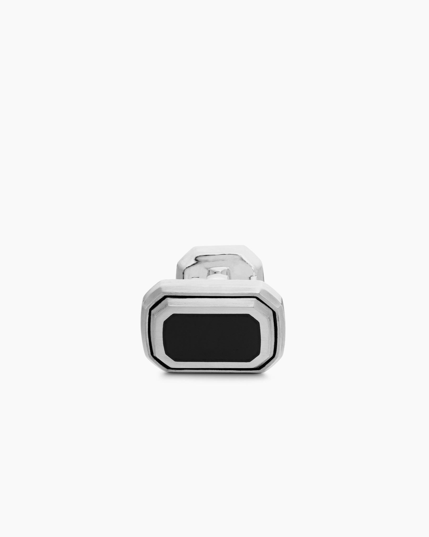 Faceted Cufflinks in Sterling Silver with Black Onyx, 17mm