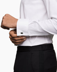 Faceted Cufflinks in Sterling Silver with Black Onyx, 17mm