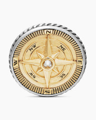 Maritime® Compass Cufflinks in Sterling Silver with 18K Yellow Gold and Center Diamond, 16mm