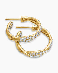 Floating Diamonds Hoop Earrings in Yellow Gold
