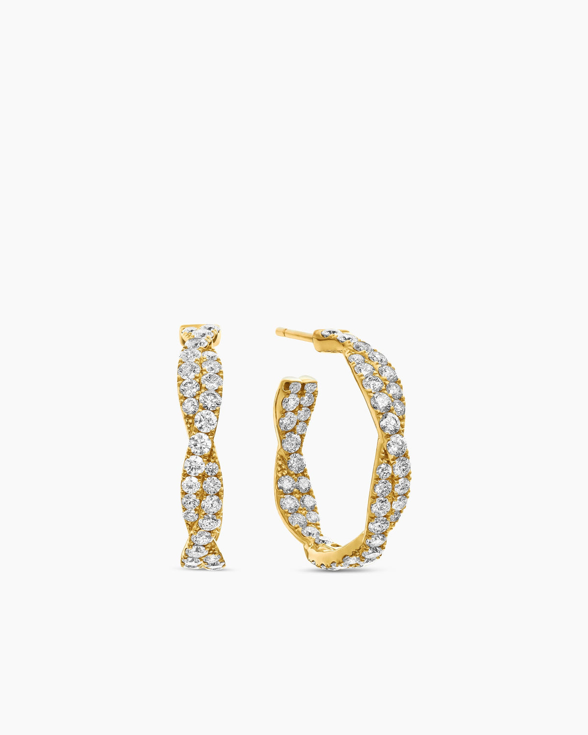 Floating Diamonds Hoop Earrings in Yellow Gold