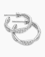 Floating Diamonds Hoop Earrings in White Gold