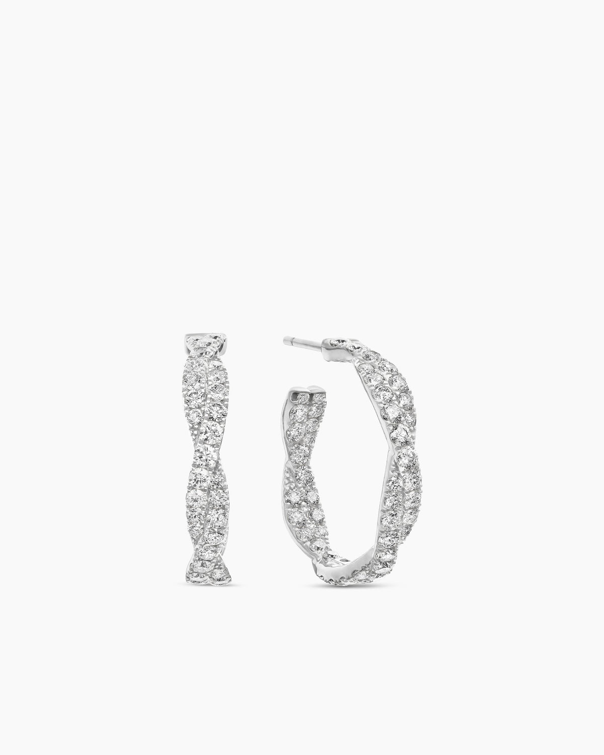 Floating Diamonds Hoop Earrings in White Gold